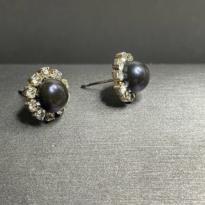 Imitation? Peacock Pearl Cz Flower Post Earrings Stunning Editorial Wedding